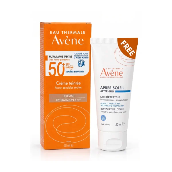 Avene tinted cream SPF50 + free after sun