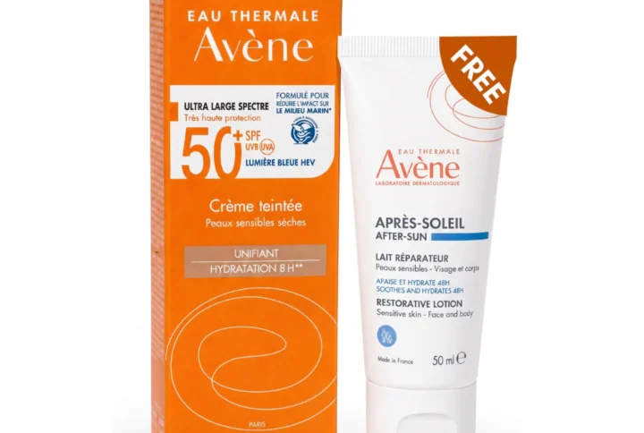 Avene tinted cream SPF50 + free after sun