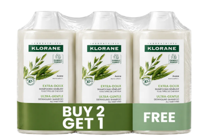 Klorane oat milk shampoo 2+1