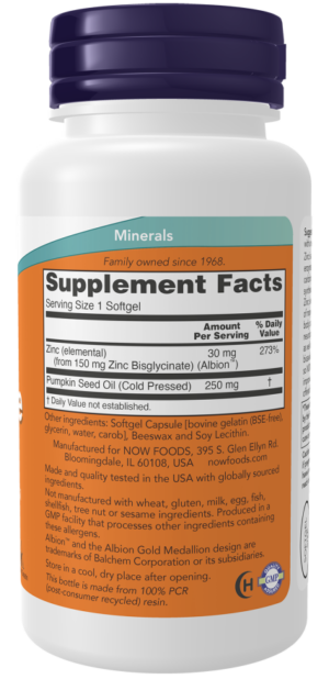 NOW zinc glycinate 30mg